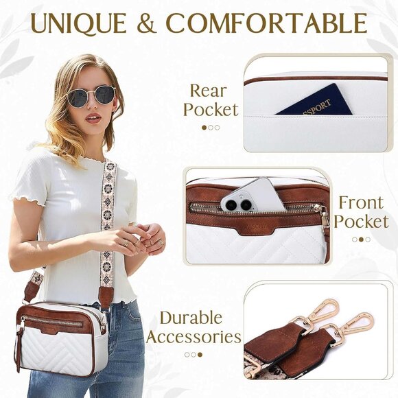 Crossbody Purse Vegan Leather Small Shoulder Bag with Detachable Strap - Picture 3 of 7